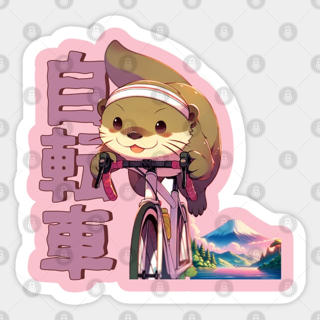 Cycling Otter Anime Manga Aesthetic Sticker by susanne.haewss@googlemail.com